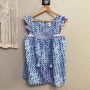 Matilda Jane women sz M Wandering Waters Top tank top blue